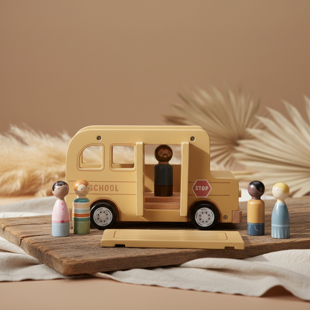 Holzfahrzeuge und Nachziehtiere für Kinder bei Schmatzepuffer