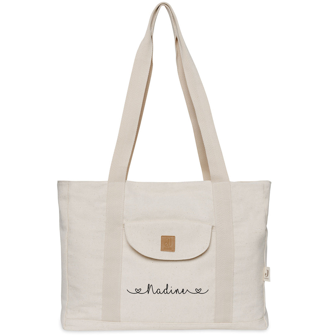 Jollein Wickeltasche Shopper Twill Sand mit Wickelunterlage, personalisierbar