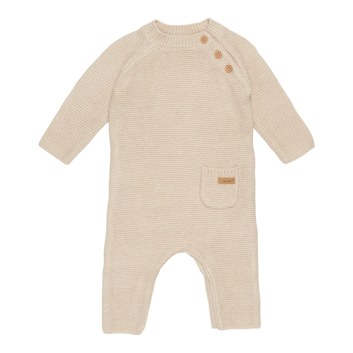 Little Dutch Strick-Strampler Little Goose in Sand – Vorderansicht