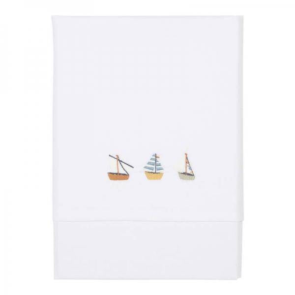 Drap de berceau Sailors Bay brodé 70×100 cm | Little Dutch