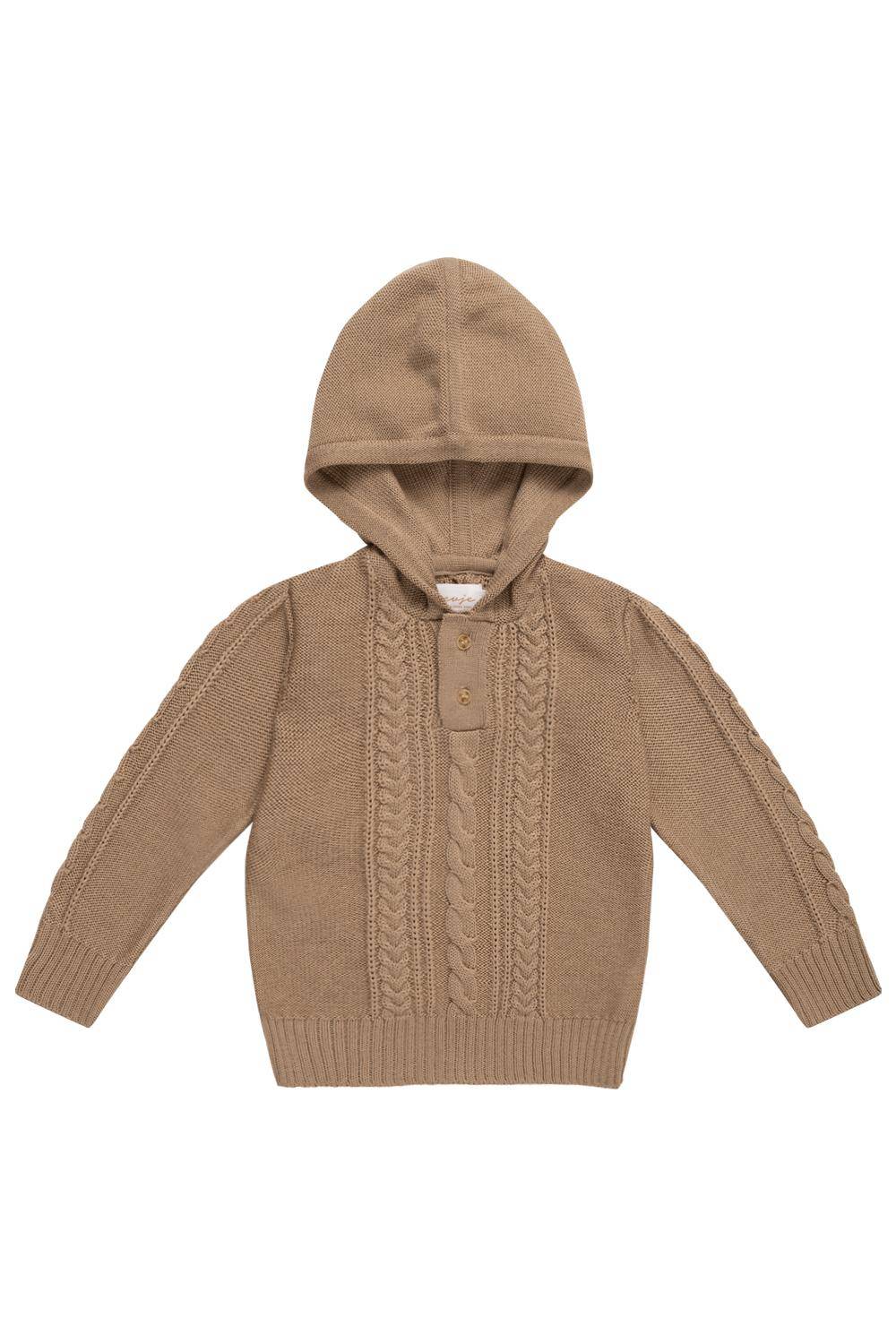 leevje Strick-Hoodie Walnut Braun aus Merinowolle Größe 98/104