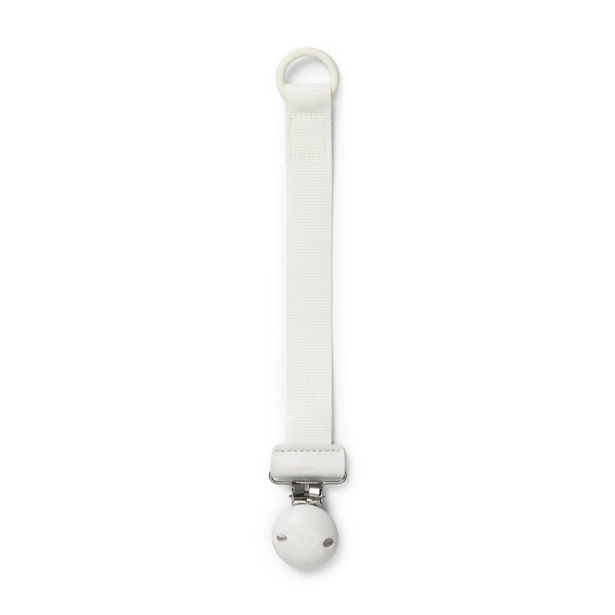 Elodie Schnullerkette Vanilla White mit Holzdetail und Silikonring