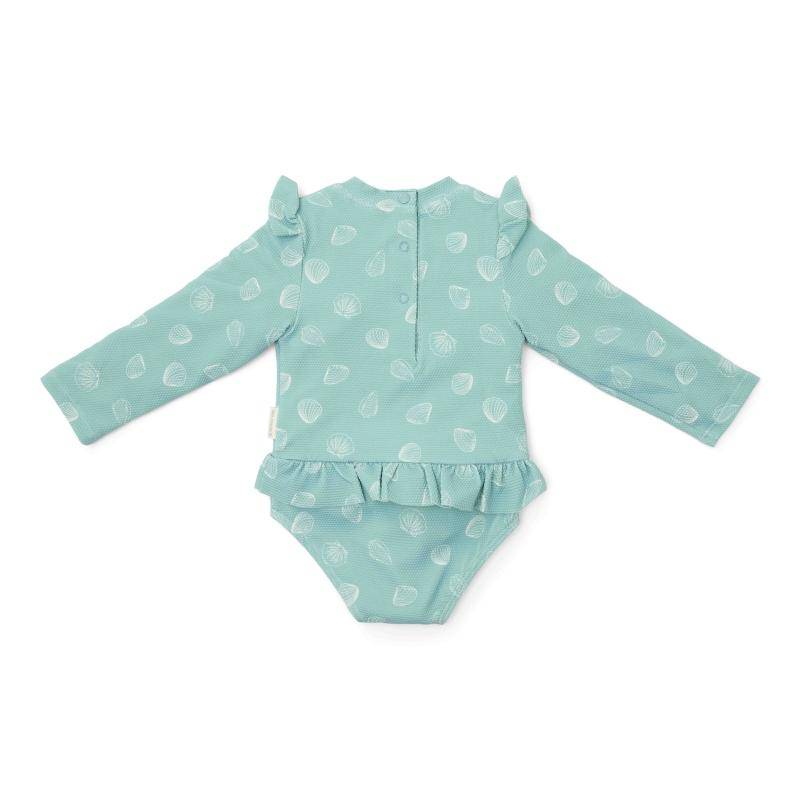Baby-Badeanzug Ocean Treasures Surf Blue mit Muschelprint – weitere Ansicht