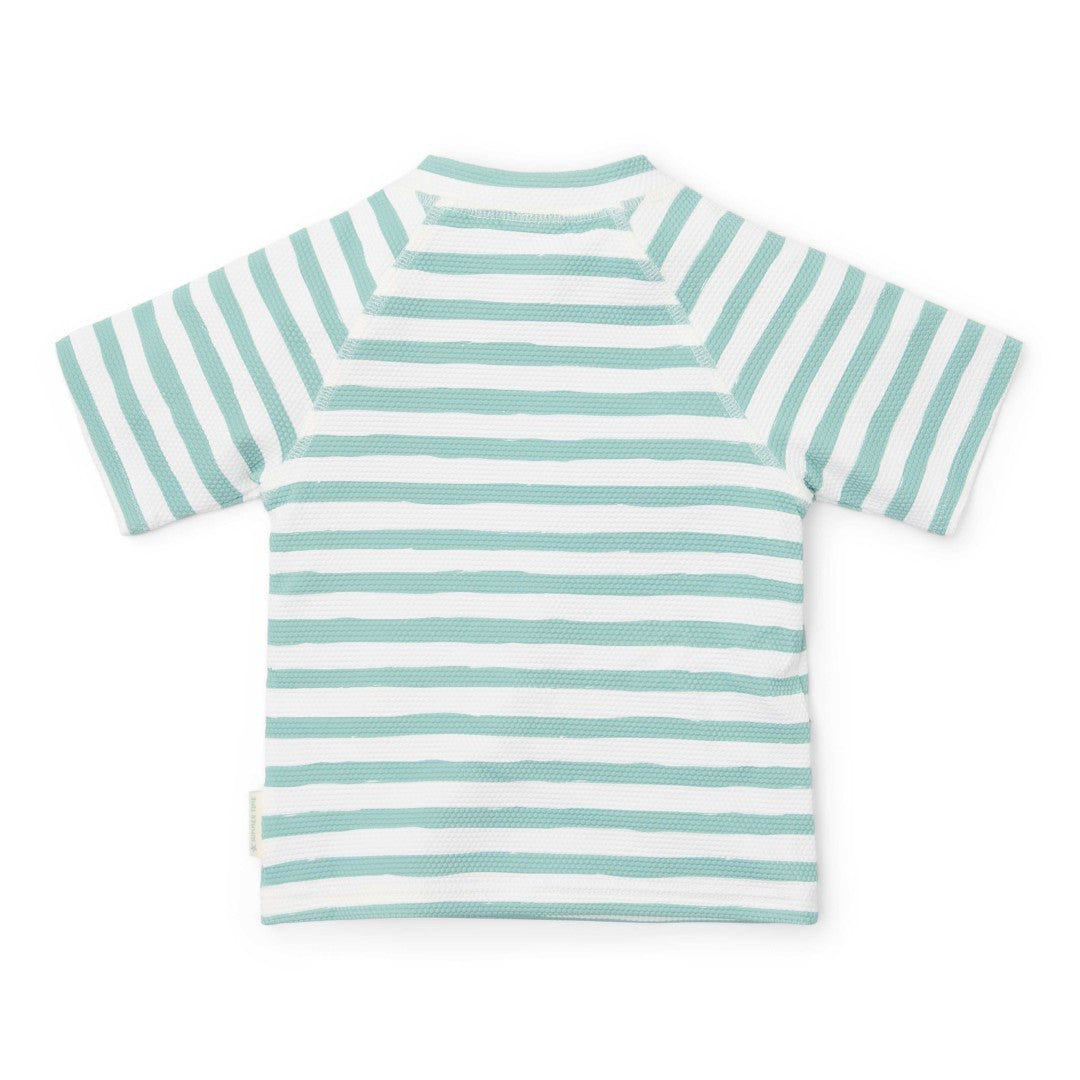 T-shirt de natation à manches courtes à rayures bleu surf | Little Dutch