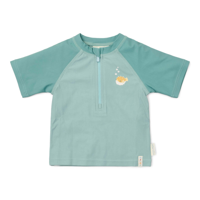 Kurzarm-Schwimmshirt Seashells Surf Blue | Little Dutch