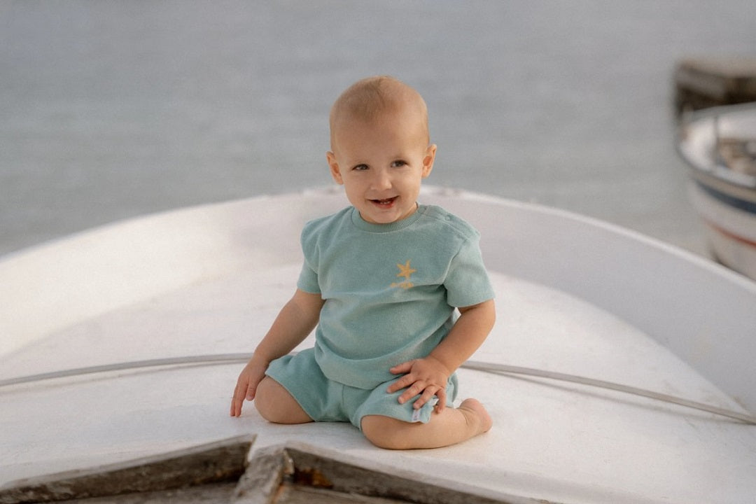 Little Dutch T-Shirt & Shorts Set Surf Blue
