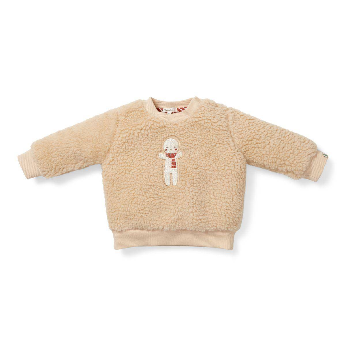 Little Dutch Teddy-Weihnachtspullover mit Lebkuchenmotiv – Vorderansicht