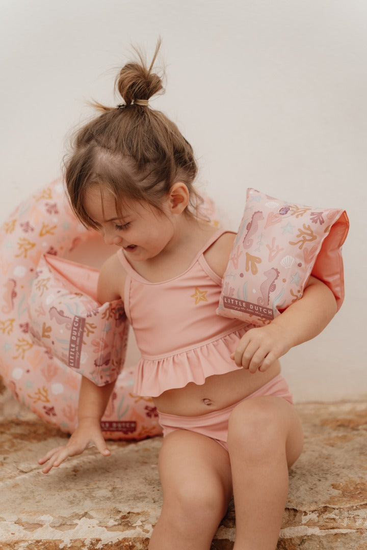 Pinke Little Dutch Schwimmflügel mit Ocean-Dreams-Meeresmotiven