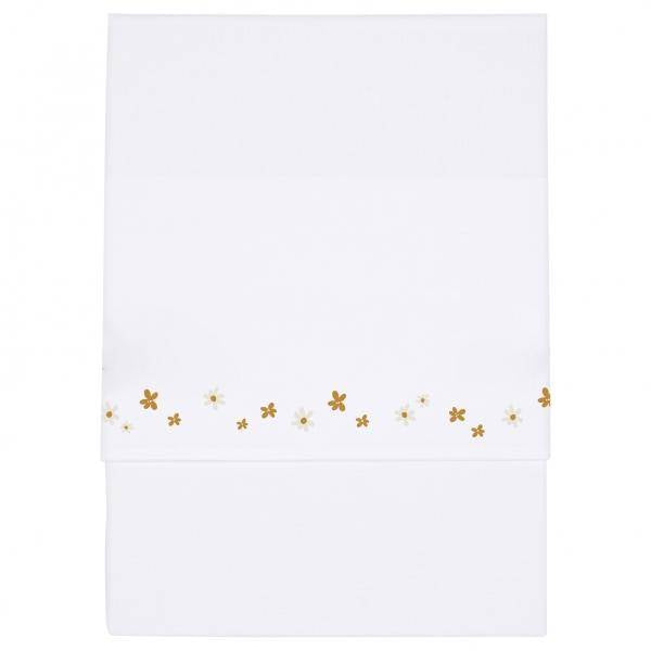 Kinderbettlaken Little Pink Flowers bestickt 110×140 cm | Little Dutch