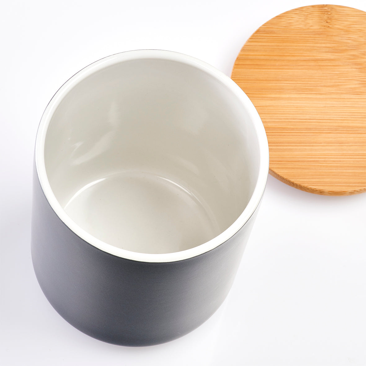 Storage jar with bamboo lid - 650 ml - Ceramic | Zeller