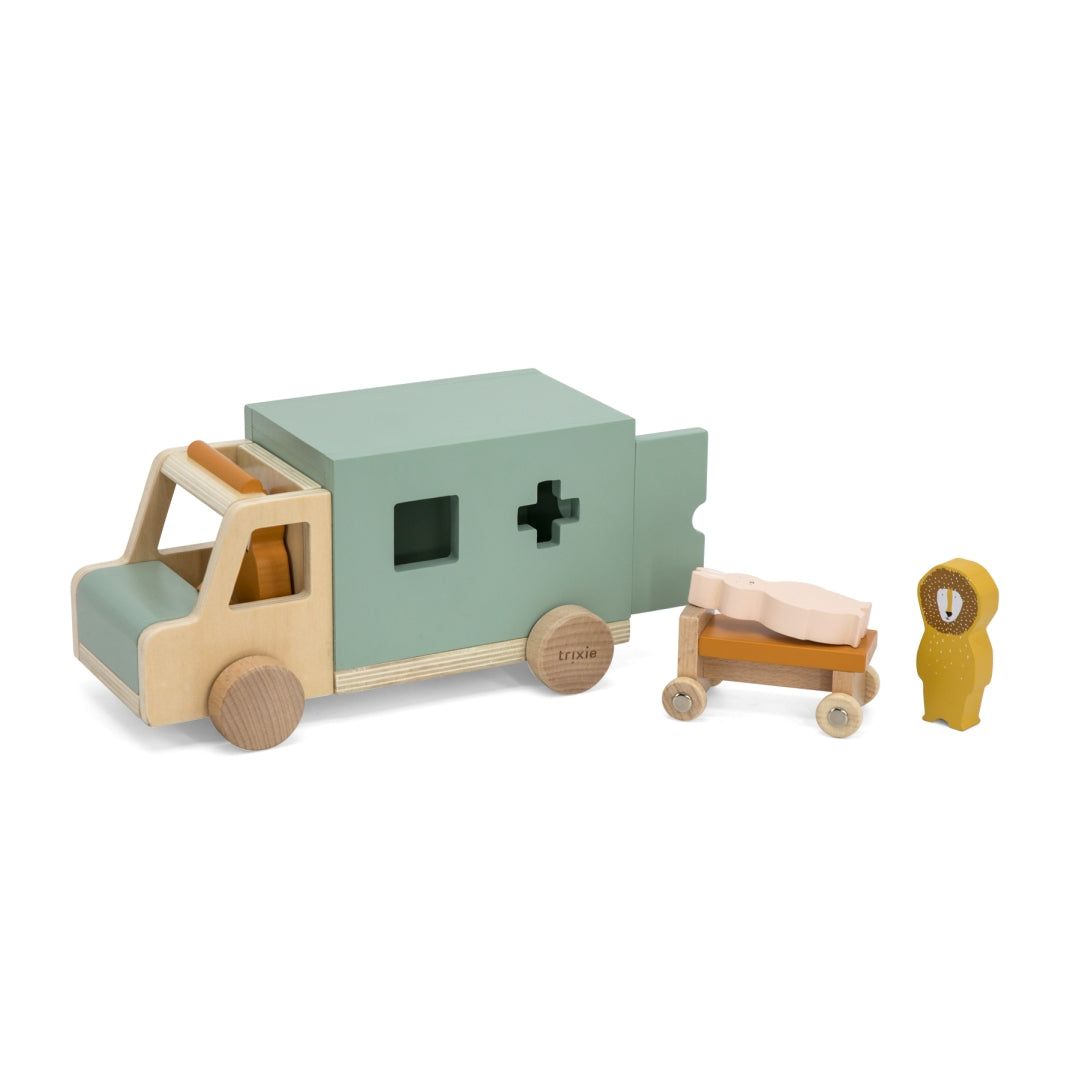 Trixie Krankenwagen aus Holz – mit Tierfiguren und Trage