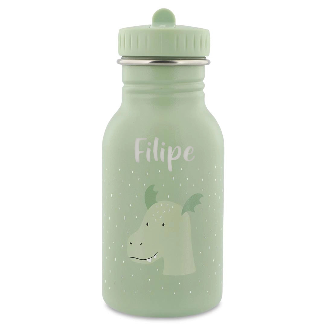 Trixie Trinkflasche 350ml Herr Drache – Frontansicht mit aufgedrucktem Namen