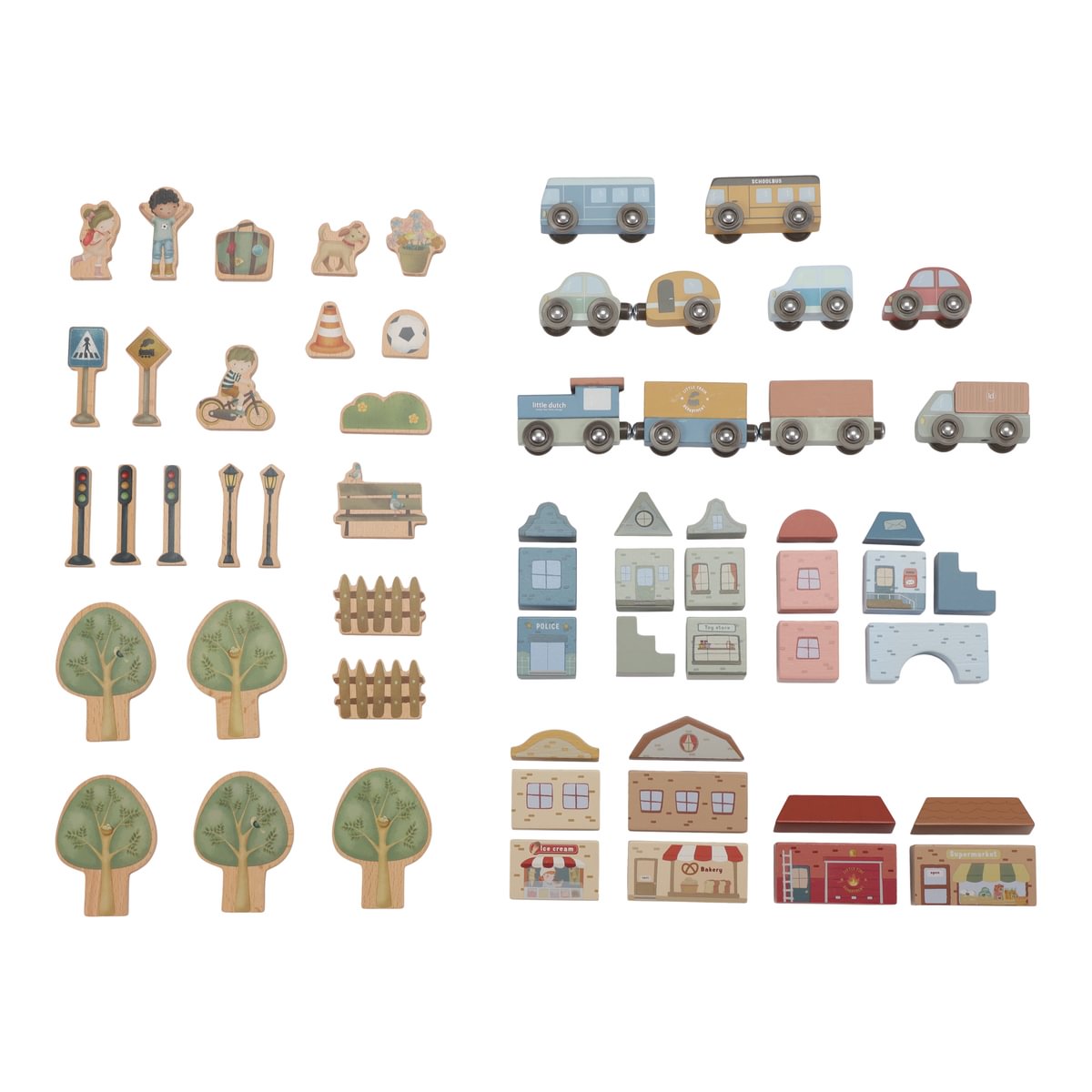 Holzeisenbahn-Set XL aus Holz – 113 Teile | Little Dutch