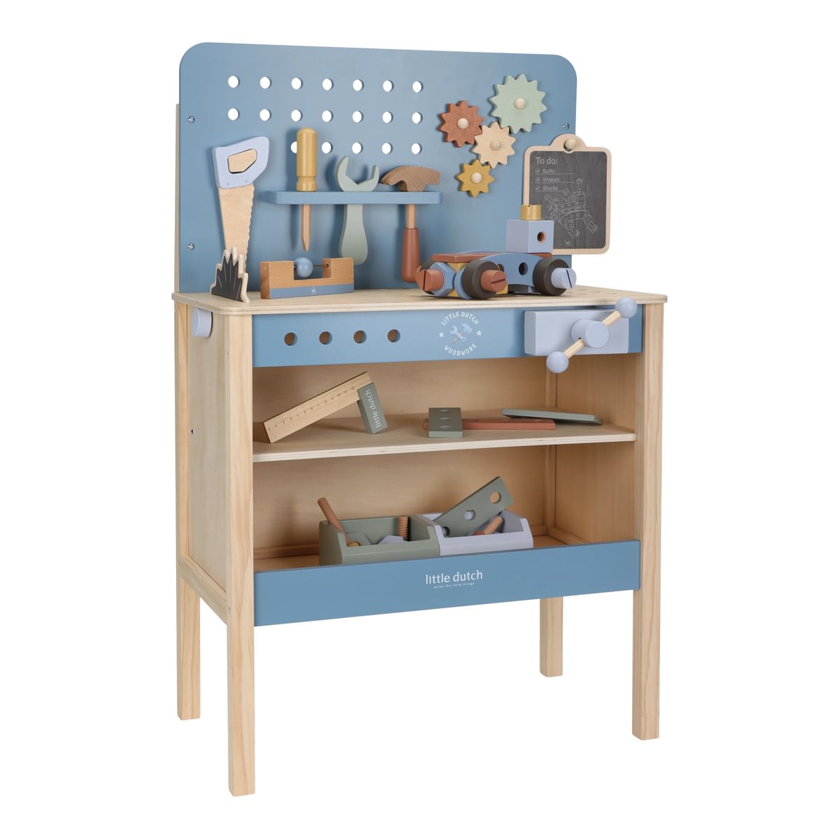 Little Dutch Holz-Werkbank in Blau – Ansicht 1