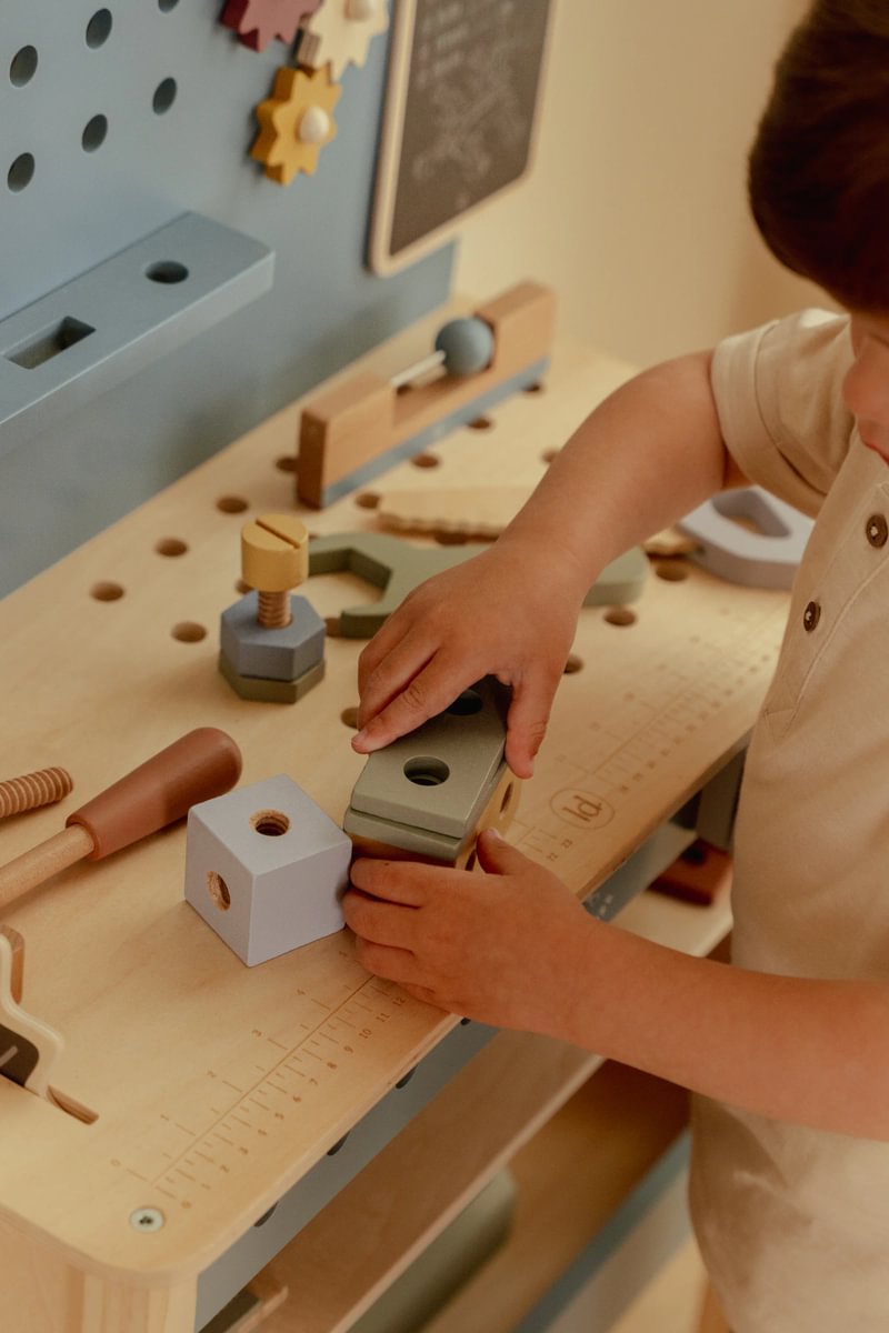 Little Dutch Holz-Werkbank in Blau – Ansicht 9