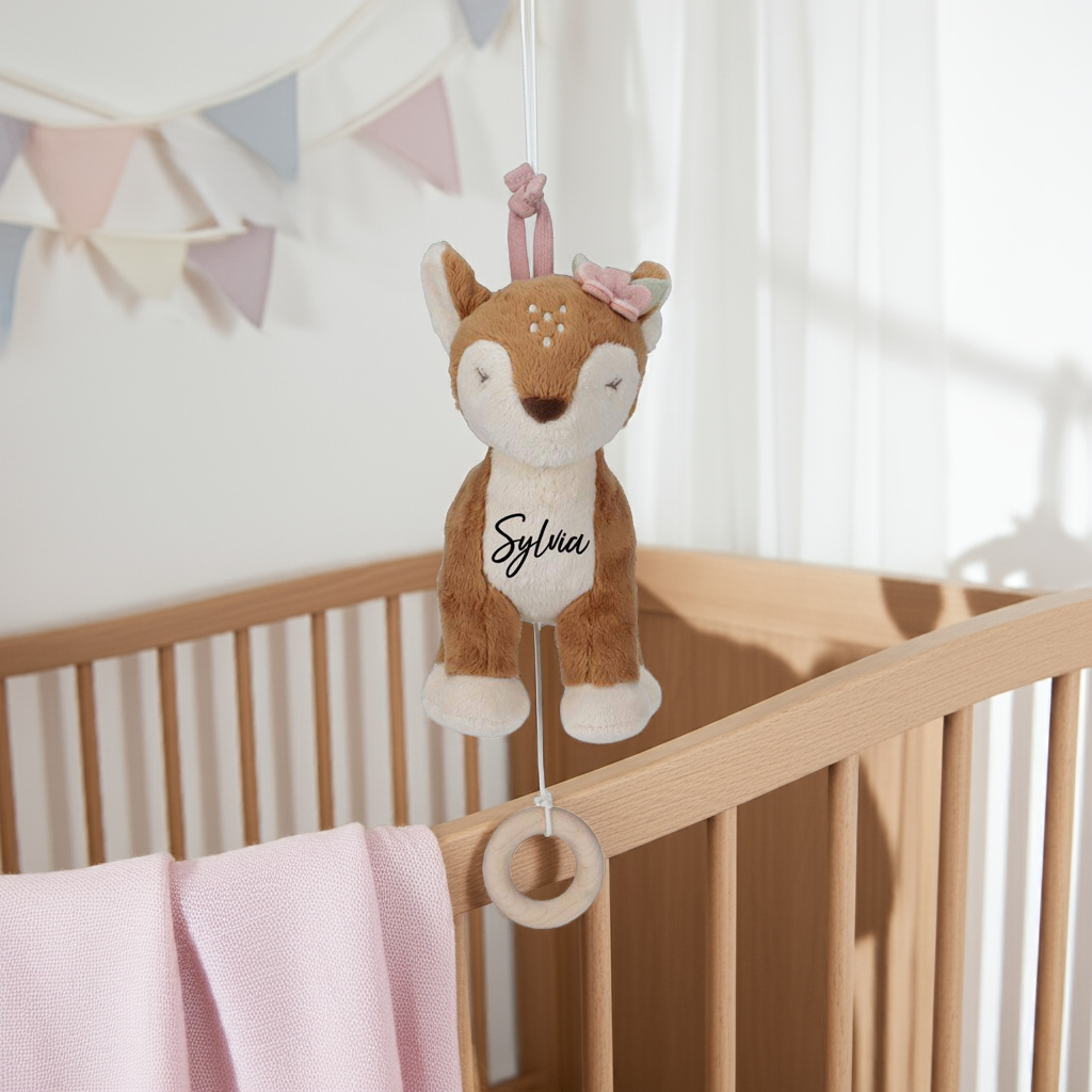 Little Dutch Fairy Garden Spieluhr Reh – Detailansicht mit Holzring