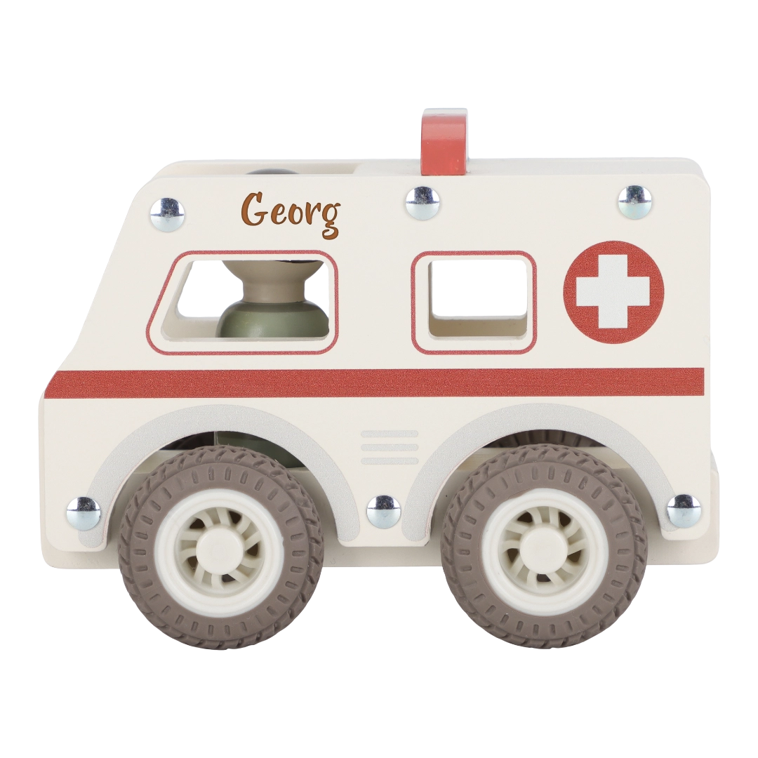 Little Dutch Holz-Krankenwagen LD2527 für Rollenspiele ab 18 Monaten