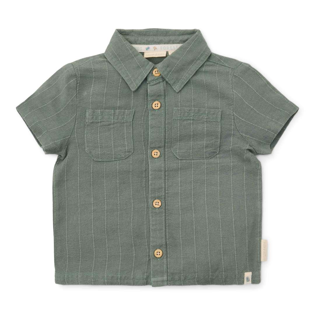 Little Dutch Kurzarm-Hemd Forest Green mit Kragen und Brusttaschen für Babys und Kinder