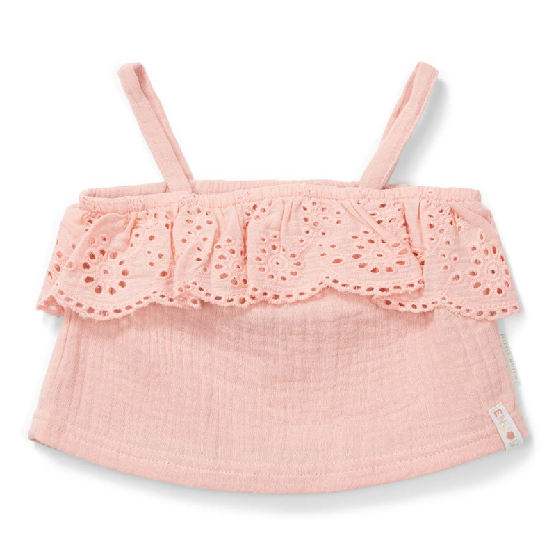 Top Flower Pink von Little Dutch – pinkes ärmelloses Kinderoberteil aus Bio-Baumwolle