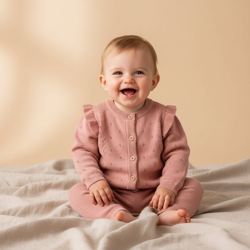 Little Dutch Strickjacke Rose Pink aus Bio-Baumwolle