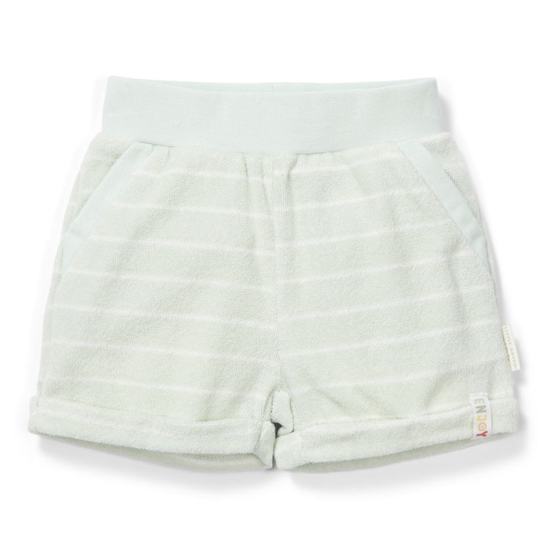 Grün gestreifte Little Dutch Frottée-Shorts für Babys und Kinder