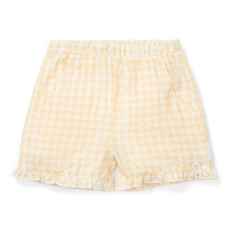 Little Dutch Shorts Sunshine Checks gelb-weiß kariert mit Rüschen