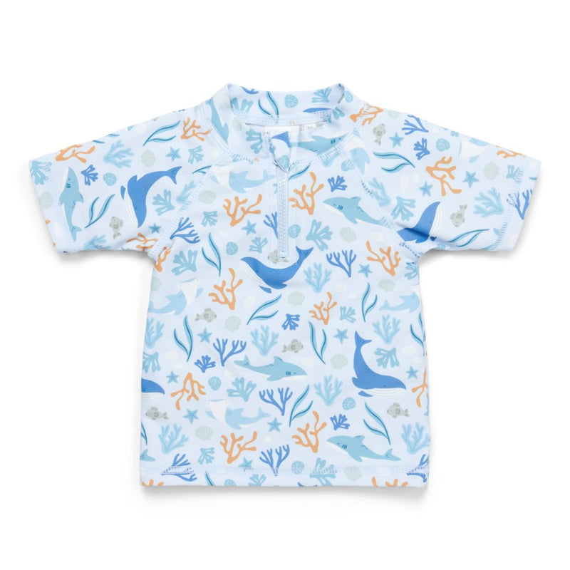 Bade-T-Shirt Ocean Dreams Blue kurzarm von Little Dutch – blaues Kinder-Badeshirt