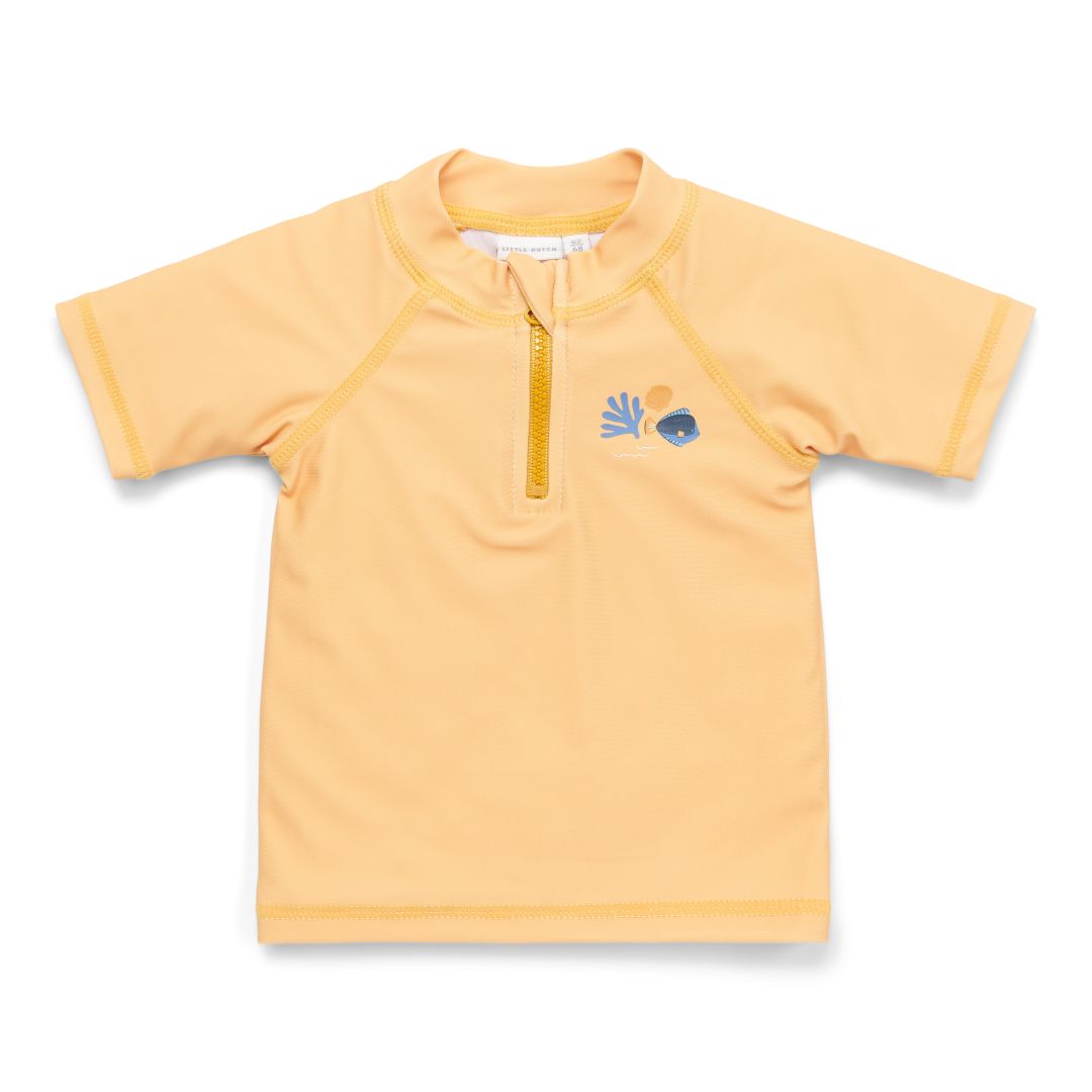 Camiseta de baño de manga corta Honey Yellow – Camiseta UV para niños