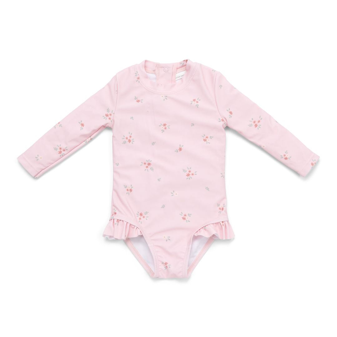 Little Dutch Langarm-Badeanzug Rosy Meadows mit Rüschen in Größe 62/68