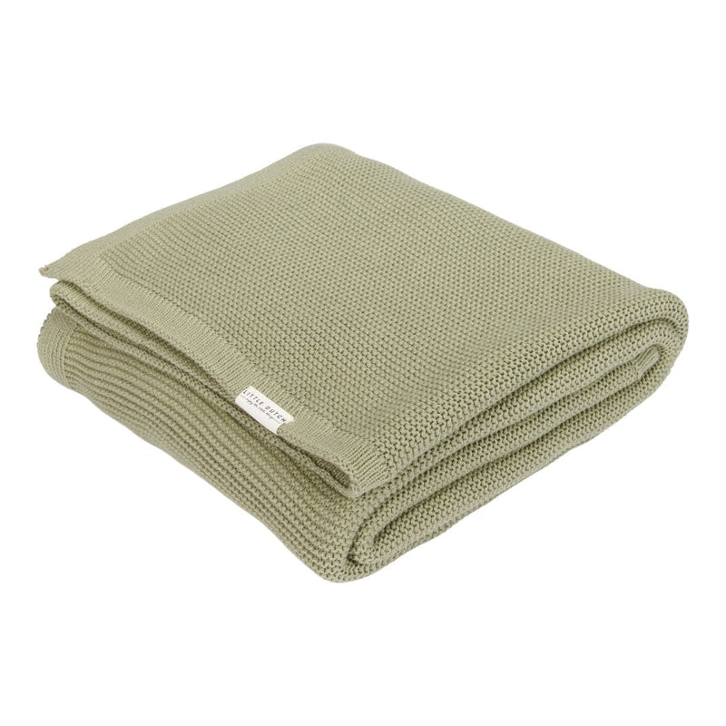 Little Dutch Strick-Kinderbettdecke Pure Olive 110 × 140 cm