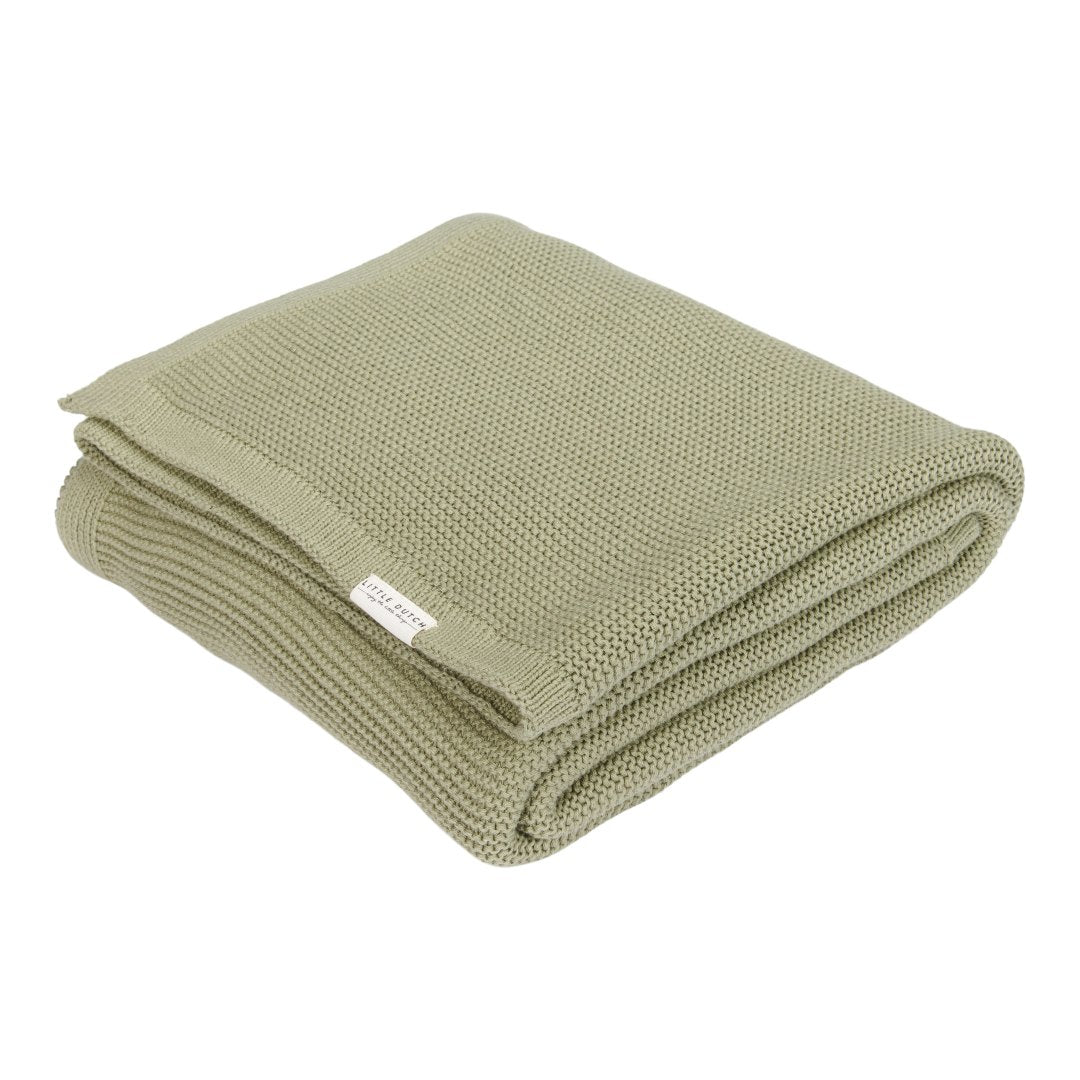 Gestrickte Wiegendecke Pure Olive 70 × 100 cm