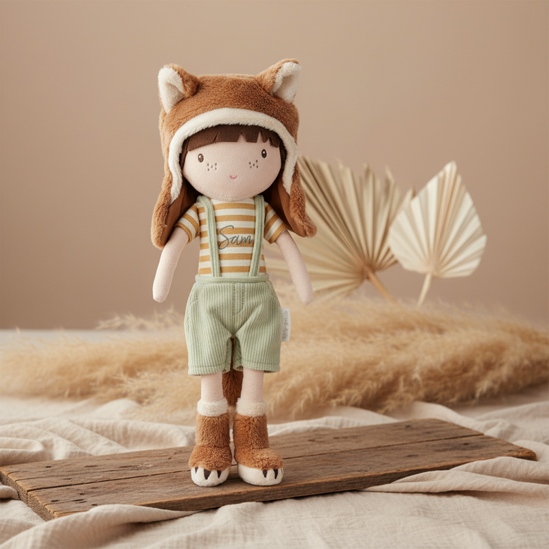 Personalisierte Little Dutch Kuschelpuppe Sam Forest Friends mit Namen