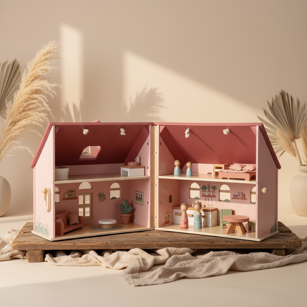Tragbares Puppenhaus von Little Dutch – Detailansicht der eingerichteten Räume