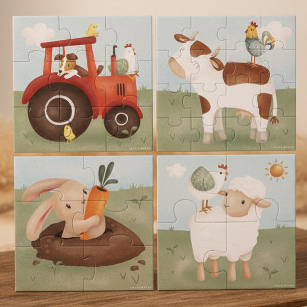 Little Dutch 4-in-1 Puzzle-Set Little Farm mit Bauernhofmotiven