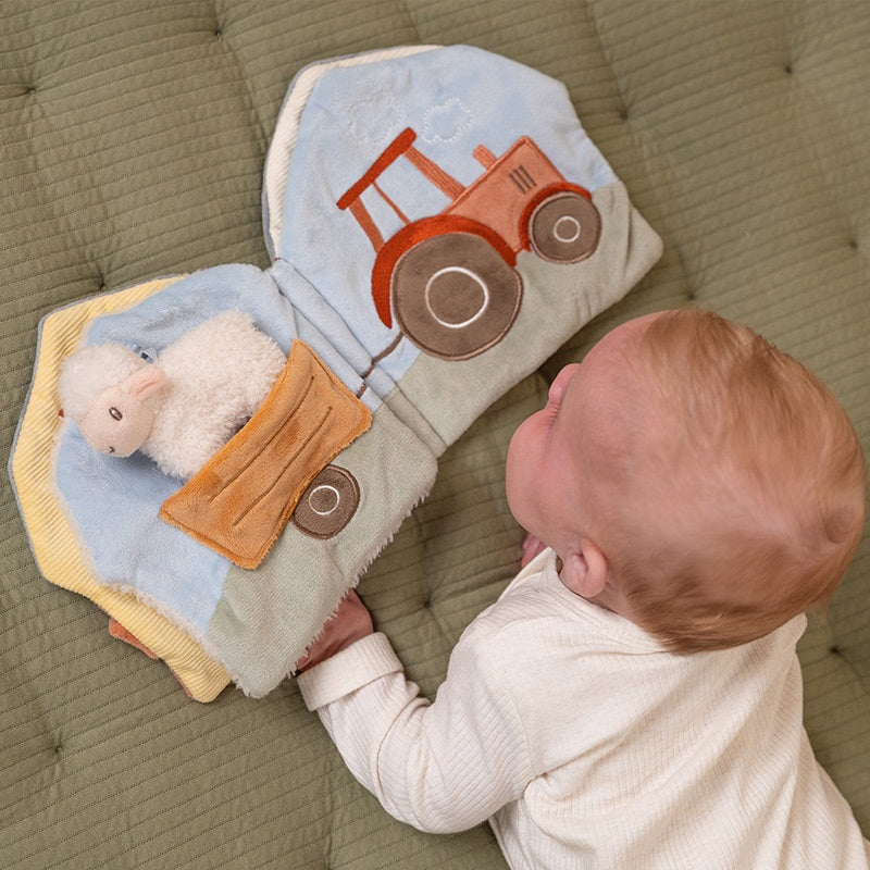 Little Dutch Aktivitäts-Stoffbuch Little Farm – sensorisches Babyspielzeug mit Spiegel, Rassel und Fühlelementen ab Geburt