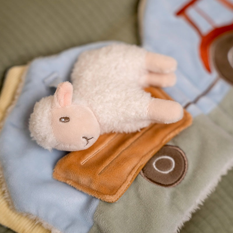 Little Dutch Stoffbuch Little Farm – weiches Baby-Aktivitätsbuch in Scheunenform mit Spiegel, Rassel und versteckten Spielelementen