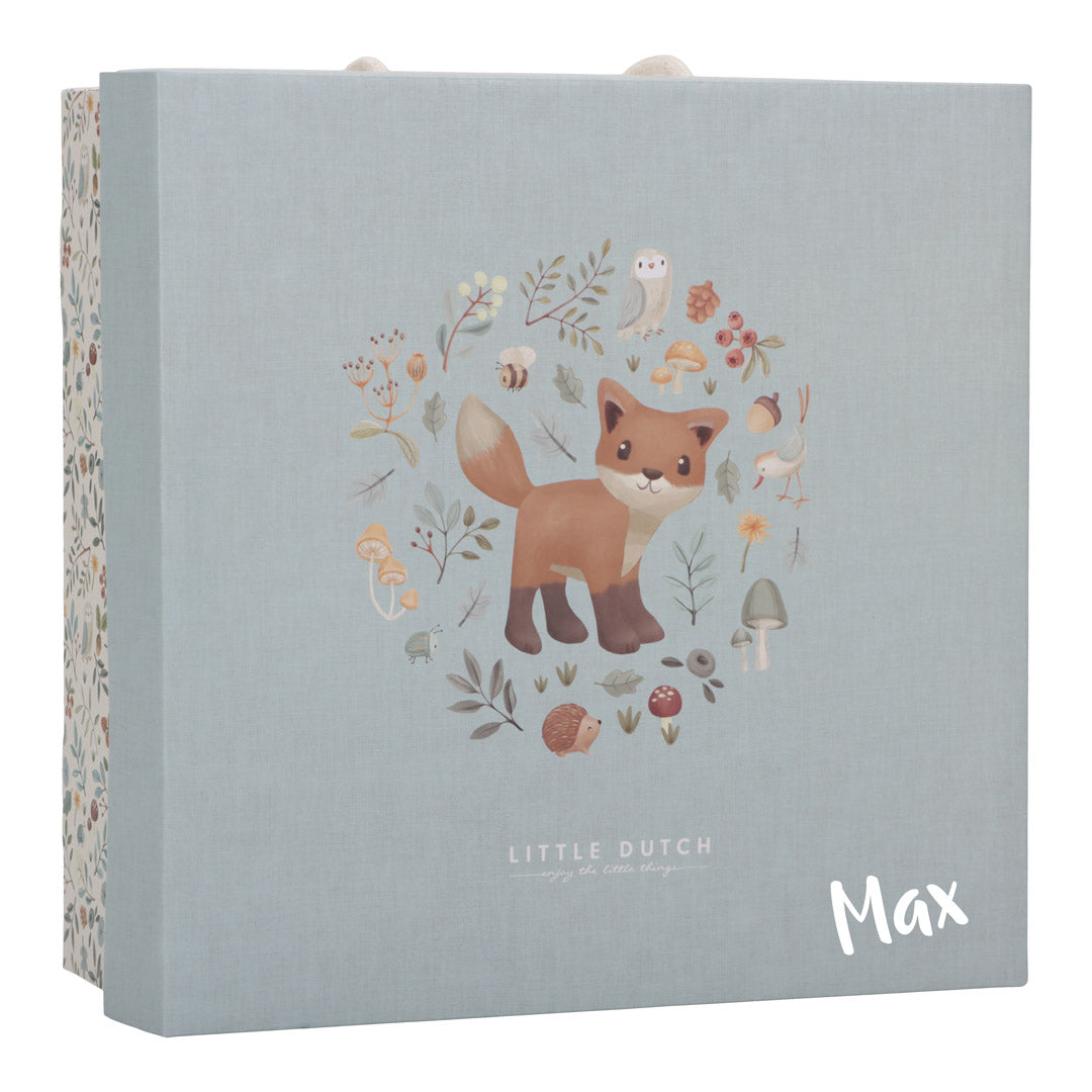 Personalisiertes Little Dutch Geschenkset Forest Friends mit Plott – Baby-Geschenkbox mit Fuchs, Schmusetuch und Beißring