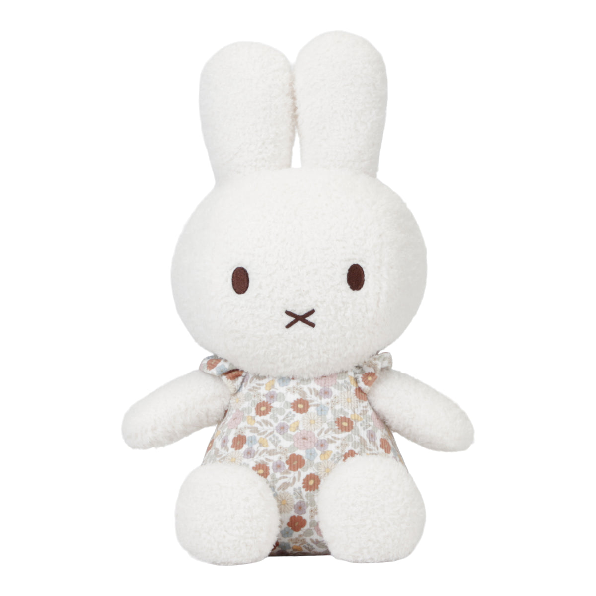 Miffy Kuscheltier Hase Vintage Little Flowers 35 cm – weicher Plüschhase mit Cord-Kleid im Blumen-Design für Babys