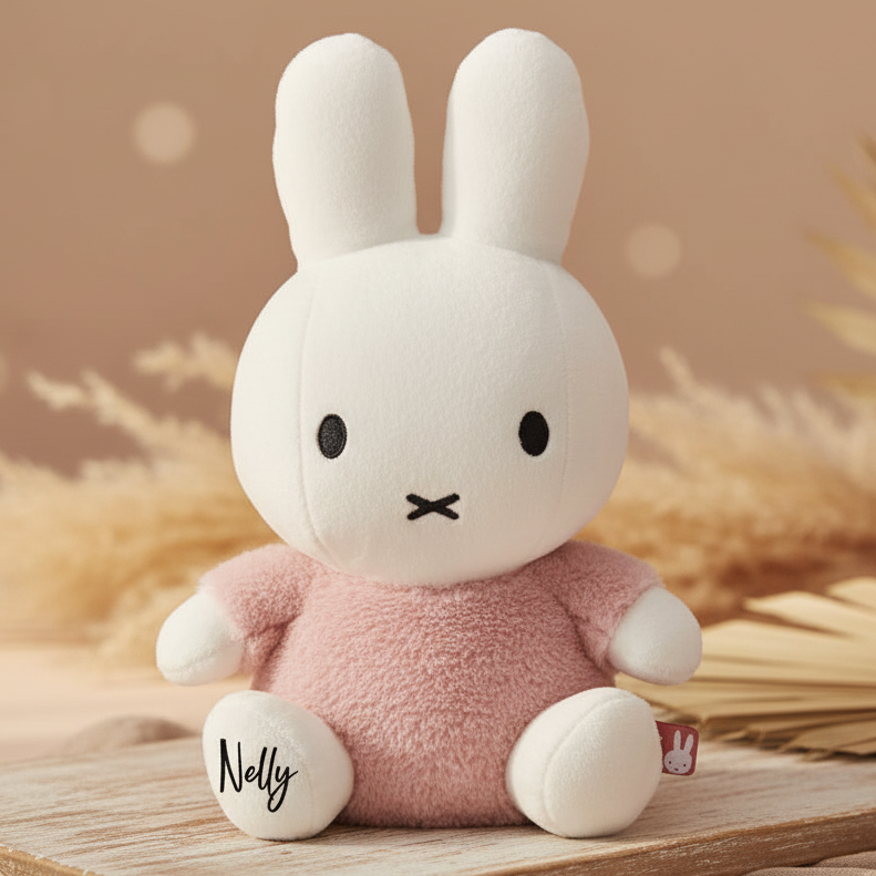 Fluffy bunny cuddly toy, 25 cm, pink | Miffy x Tiamo