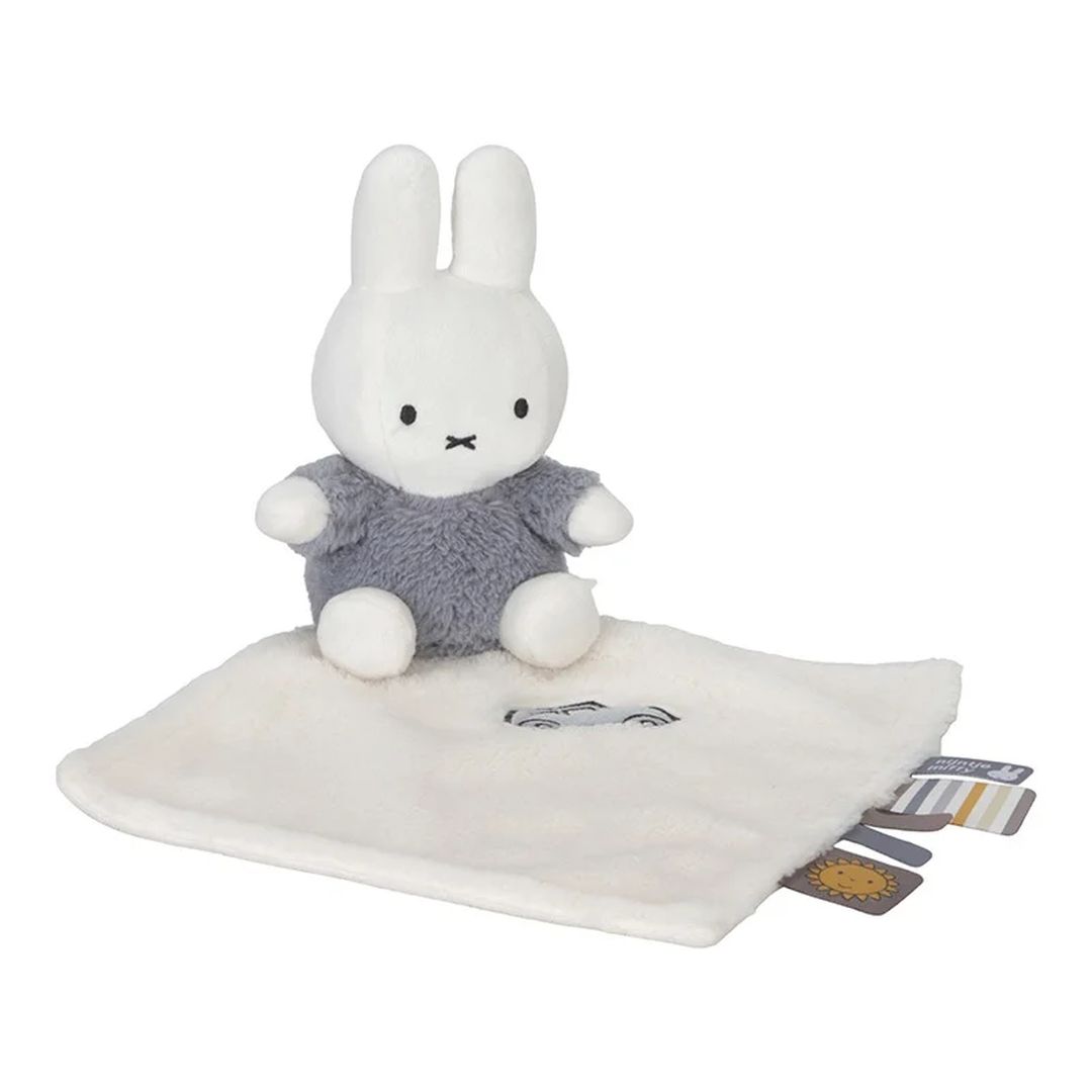 Miffy x Tiamo Schnuffeltuch Fluffy Blau – besonders weiches Baby-Kuscheltuch mit Tastetiketten ab Geburt