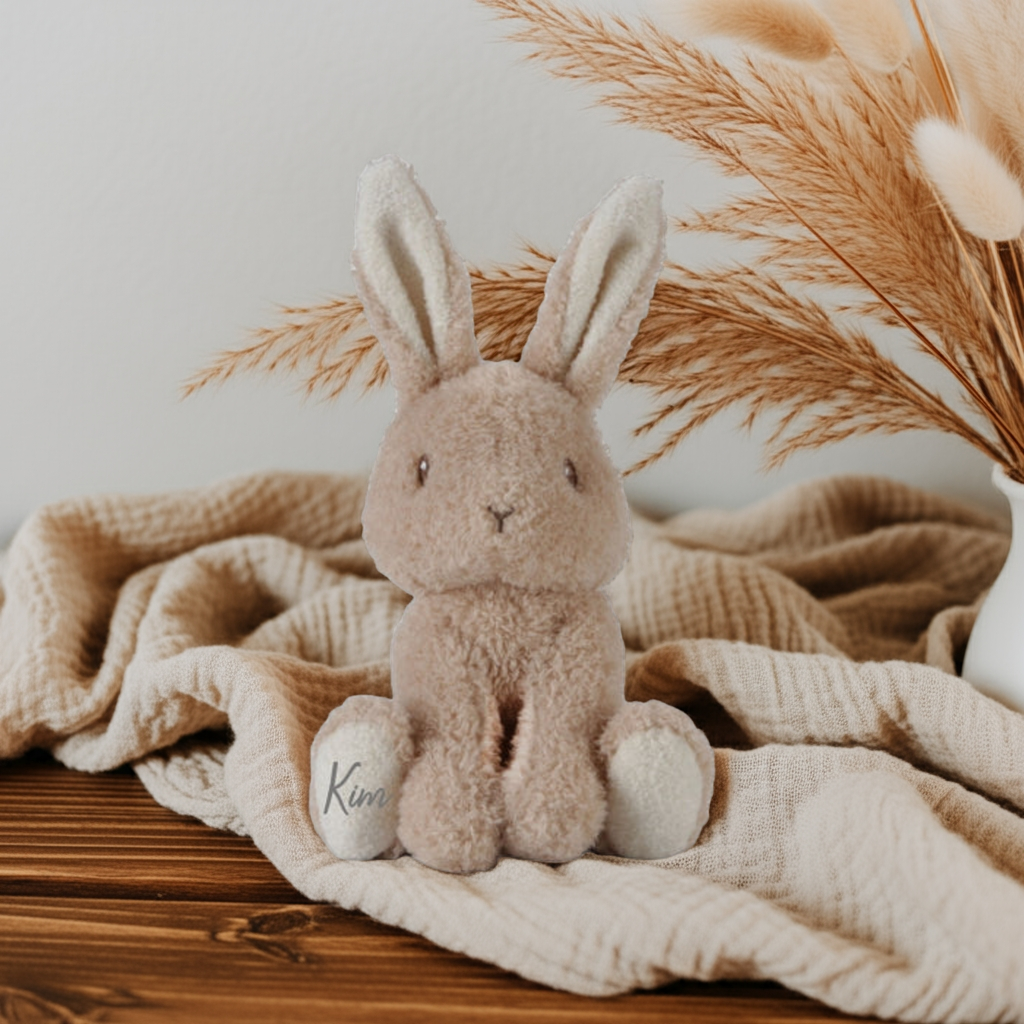 Doudou bébé Lapin 15 cm – personnalisable | Little Dutch