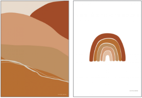 A3 Poster Horizont Rot, beidseitig bedruckte Kinderzimmer-Dekoration