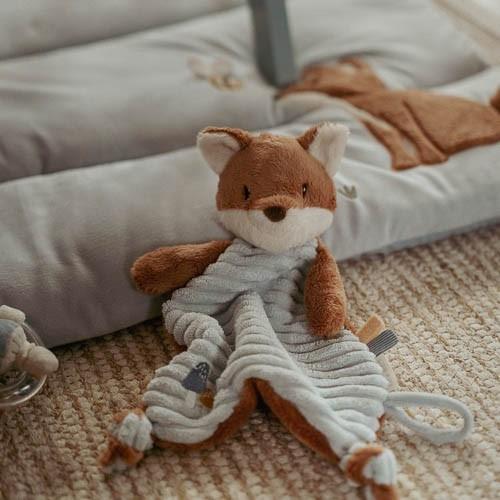 Schnuffeltuch Fuchs Forest Friends von Little Dutch – weiches Baby-Schmusetuch mit Waldstickerei, Greifknoten und Schnullerhalter