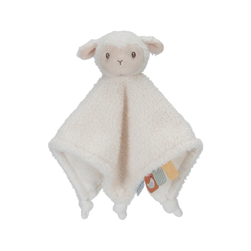 Little Dutch Schnuffeltuch Schaf Little Farm – weiches Kuscheltuch für Babys ab Geburt mit Greifbändern und verschiedenen Strukturen