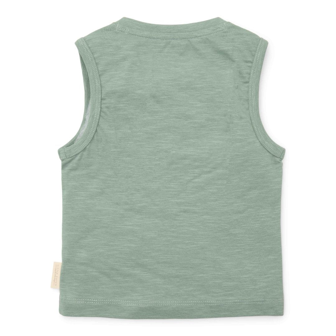 Little Dutch Unterhemd Forest Green Größe 104 – grünes Bio-Baumwoll-Singlet mit Holzoptik-Knöpfen und kleiner Käfer-Stickerei