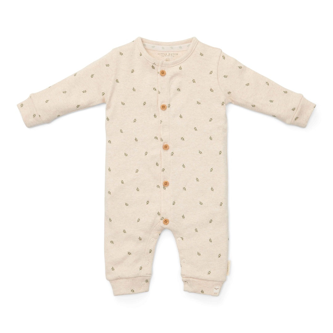 Strampler Green Leaves Little Farm von Little Dutch – Produktansicht in Sand