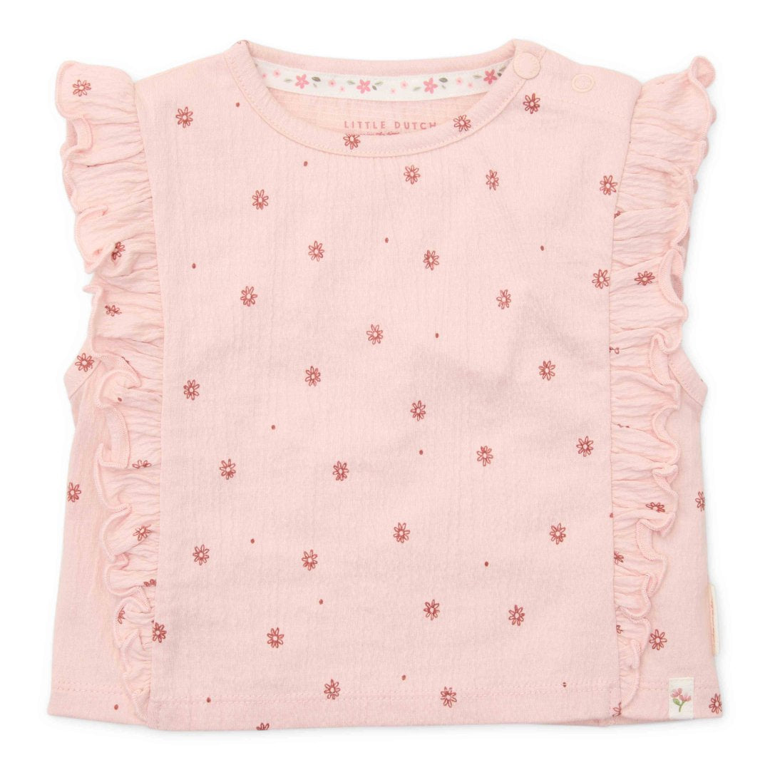 Ärmelloses Little Dutch T-Shirt Lotus mit Rüschen und Fairy-Garden-Blumenprint