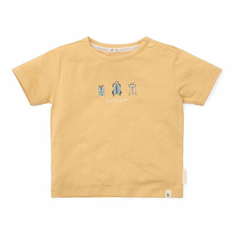 Little Dutch Kurzarm-T-Shirt Almond mit Käferstickerei aus der Forest Friends Kollektion