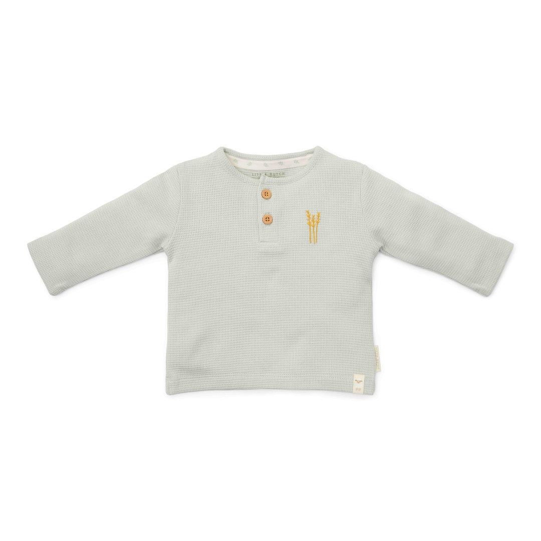 Langarmshirt Soft Green mit Waffelstruktur – Produktansicht