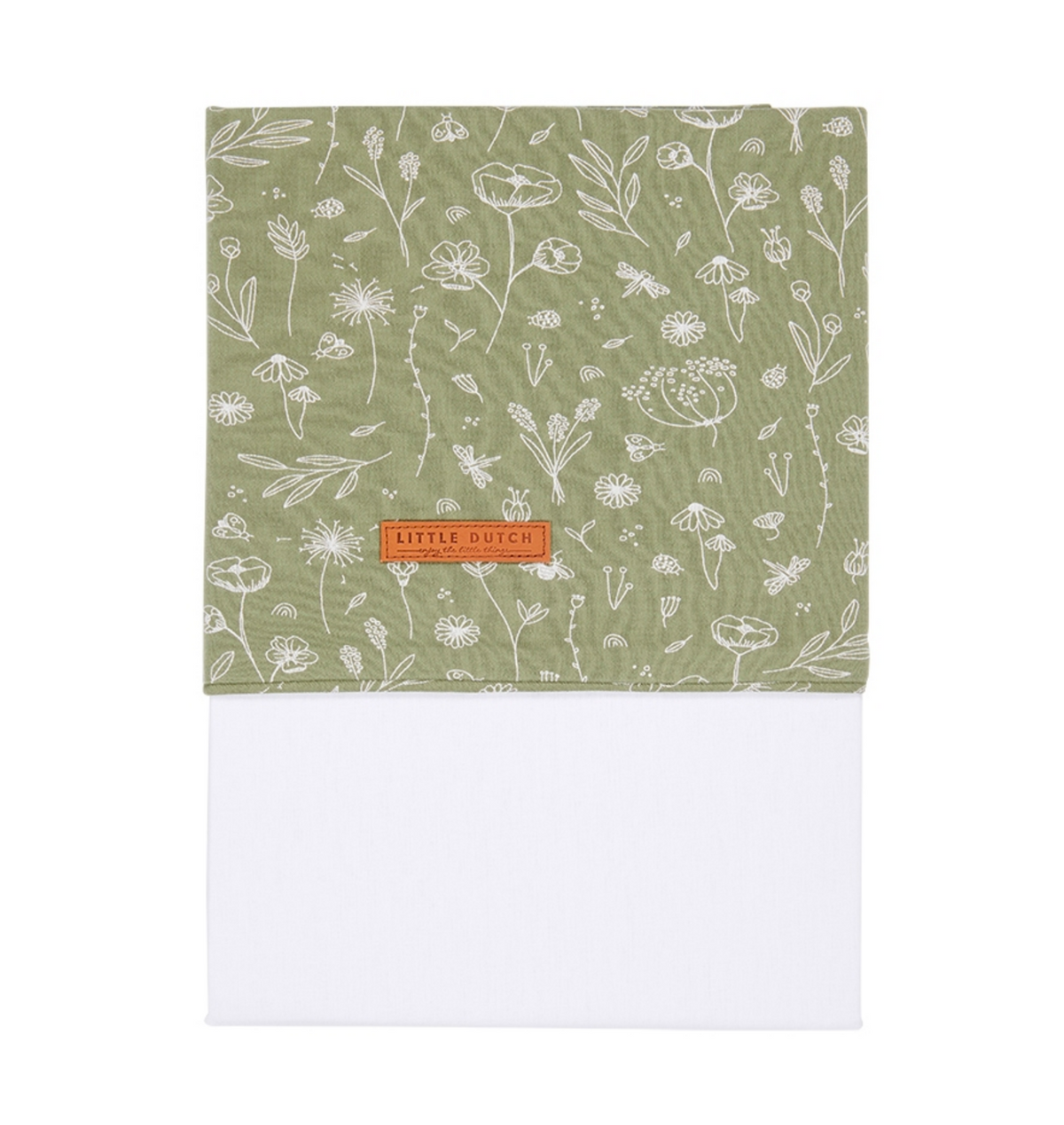 Wiegenlaken Wild Flowers Olive 70 × 100 cm aus Baumwolle